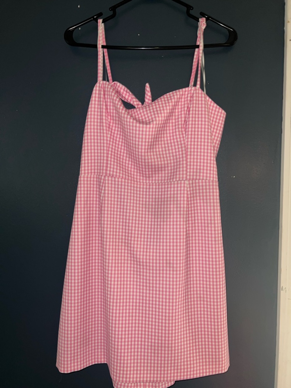 Pink Gingham backless Dress